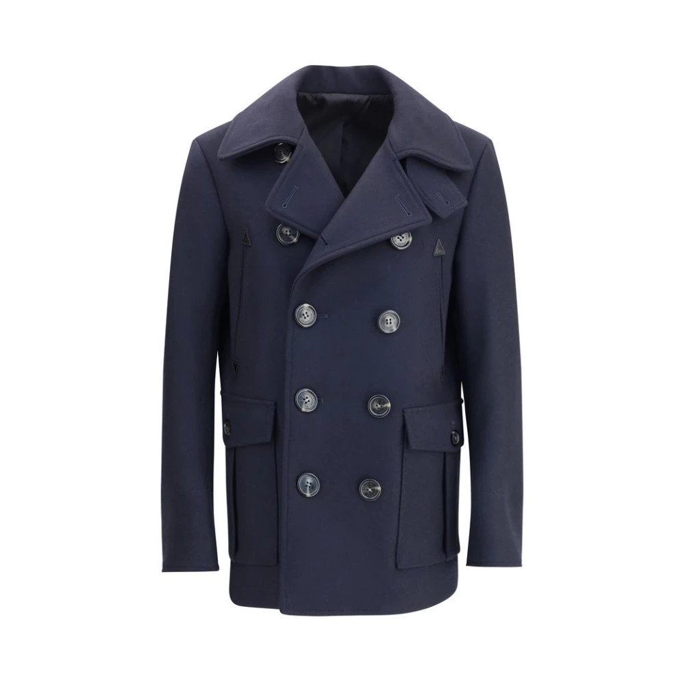 Dsquared2 Men's Blue Double-Breasted Coats,, Wool Caban Coat Large