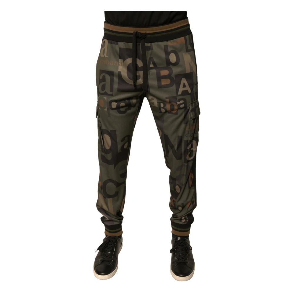 Dolce & Gabbana Camouflage Cargo Jogger Byxor med Dragsko Multicolor, Herr