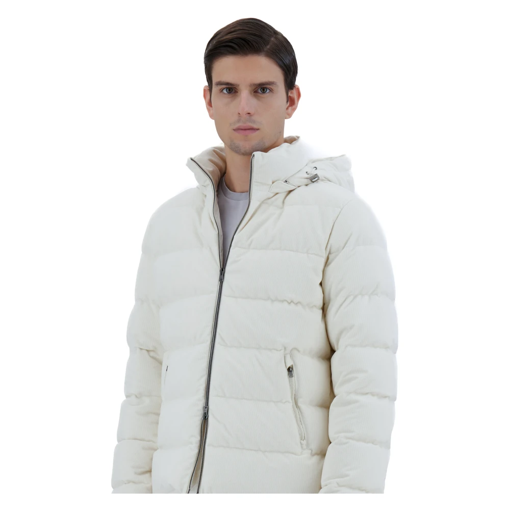Herno Witte Fluwelen Bomberjack White Heren