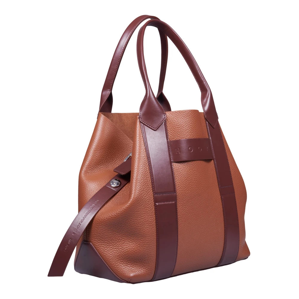 Hogan Bruine Leren Shopper Tas Brown Dames