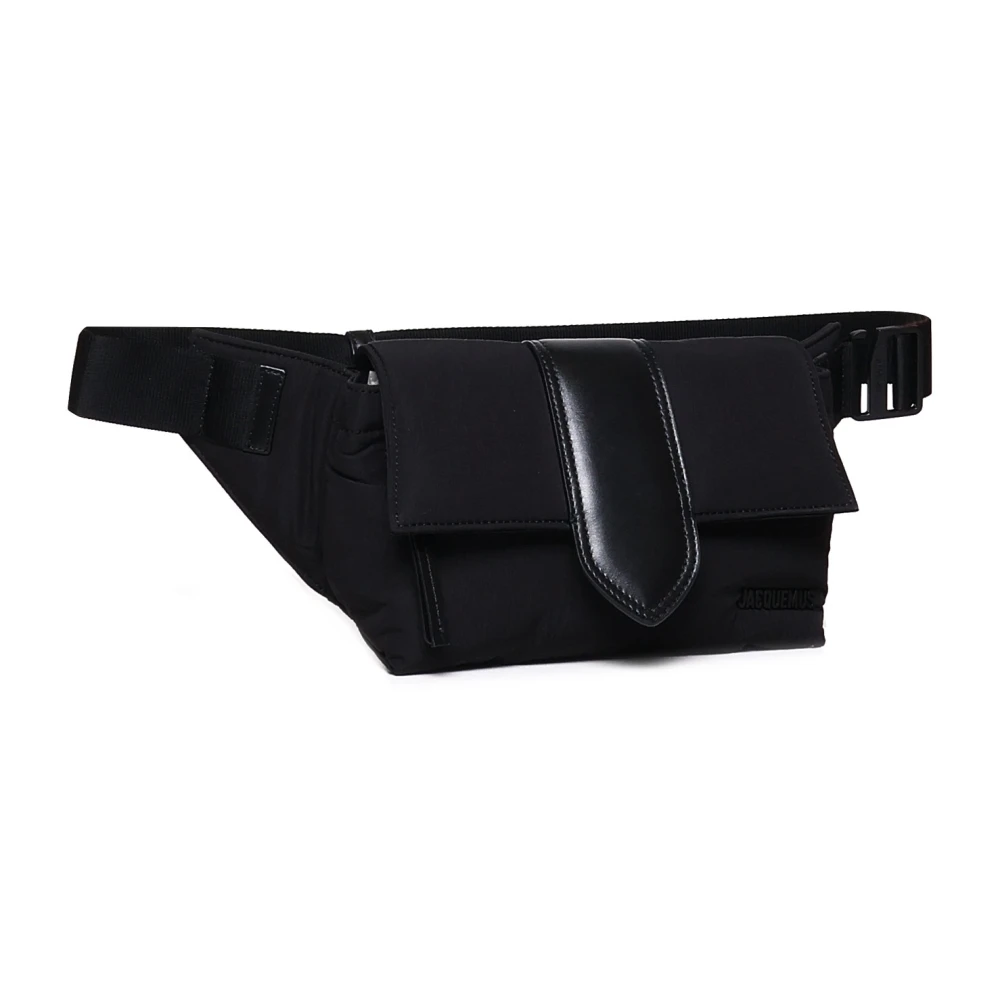 Jacquemus Zwarte Nylon Heuptas met Leren Details Black Heren