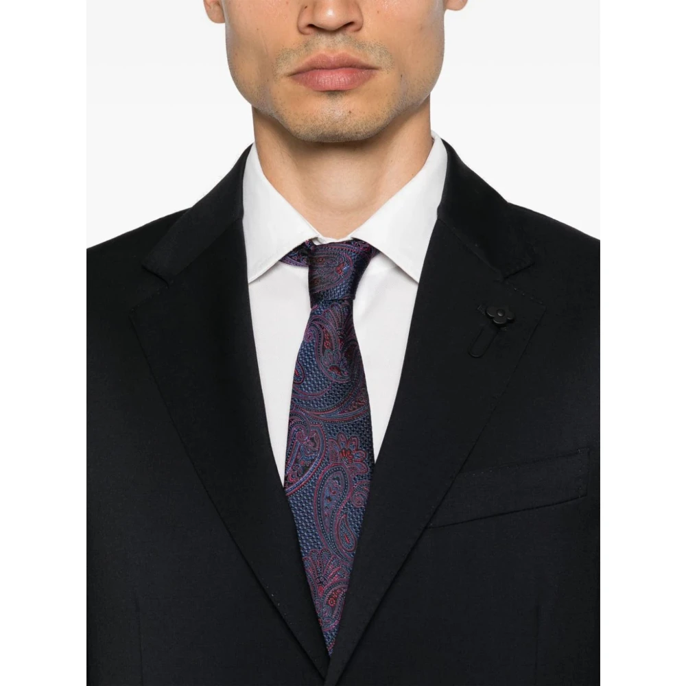 Lardini Blauw Wollen Pak met Broche Detail Blue Heren