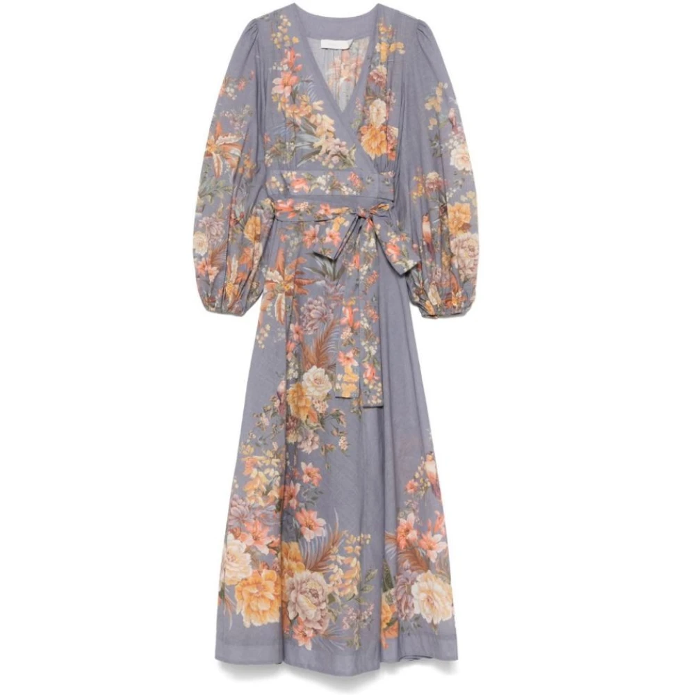Zimmermann Wrap Midi Jurk in Tallow Stijl Multicolor Dames