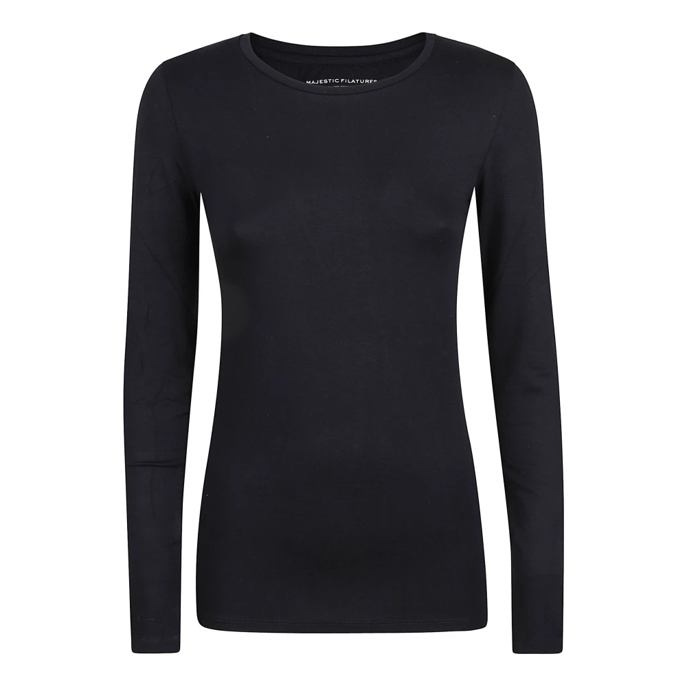 Majestic filatures Blauwe Viscose Elastaan T-shirts en Polos Blue Dames