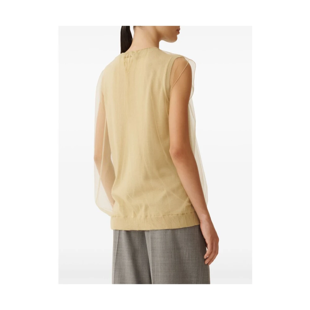Fabiana Filippi Goudkleurige Crew Neck Mouwloze Sweater Beige Dames