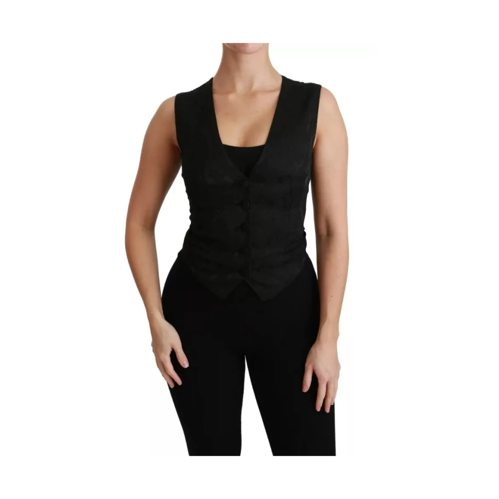 Dolce & Gabbana Women's Black Sleeveless Vest Waistcoat - Waistcoats - S - Jackets