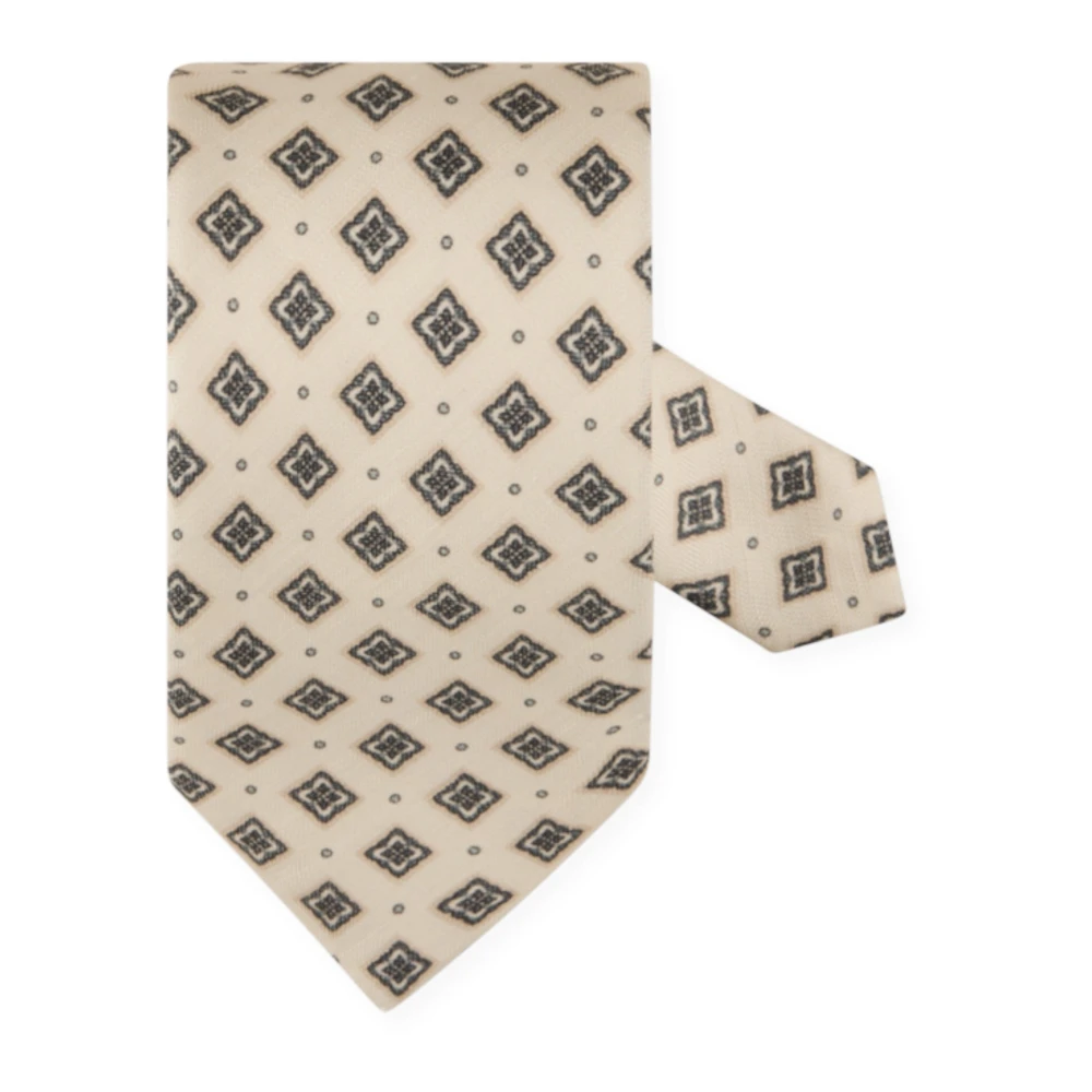 Stenströms Zijden Linnen Stropdas Offwhite Multicolor Heren