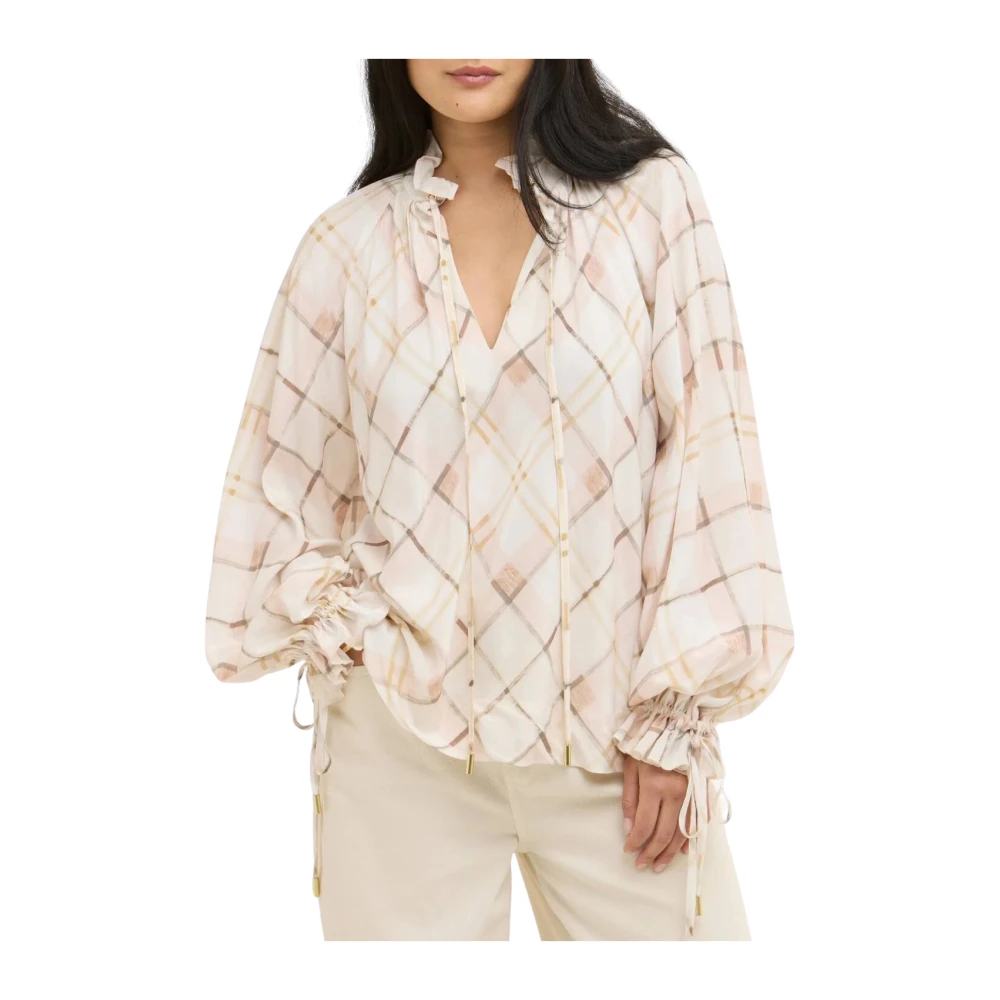 Barbour Women's Asker Check Ruffled Blouse