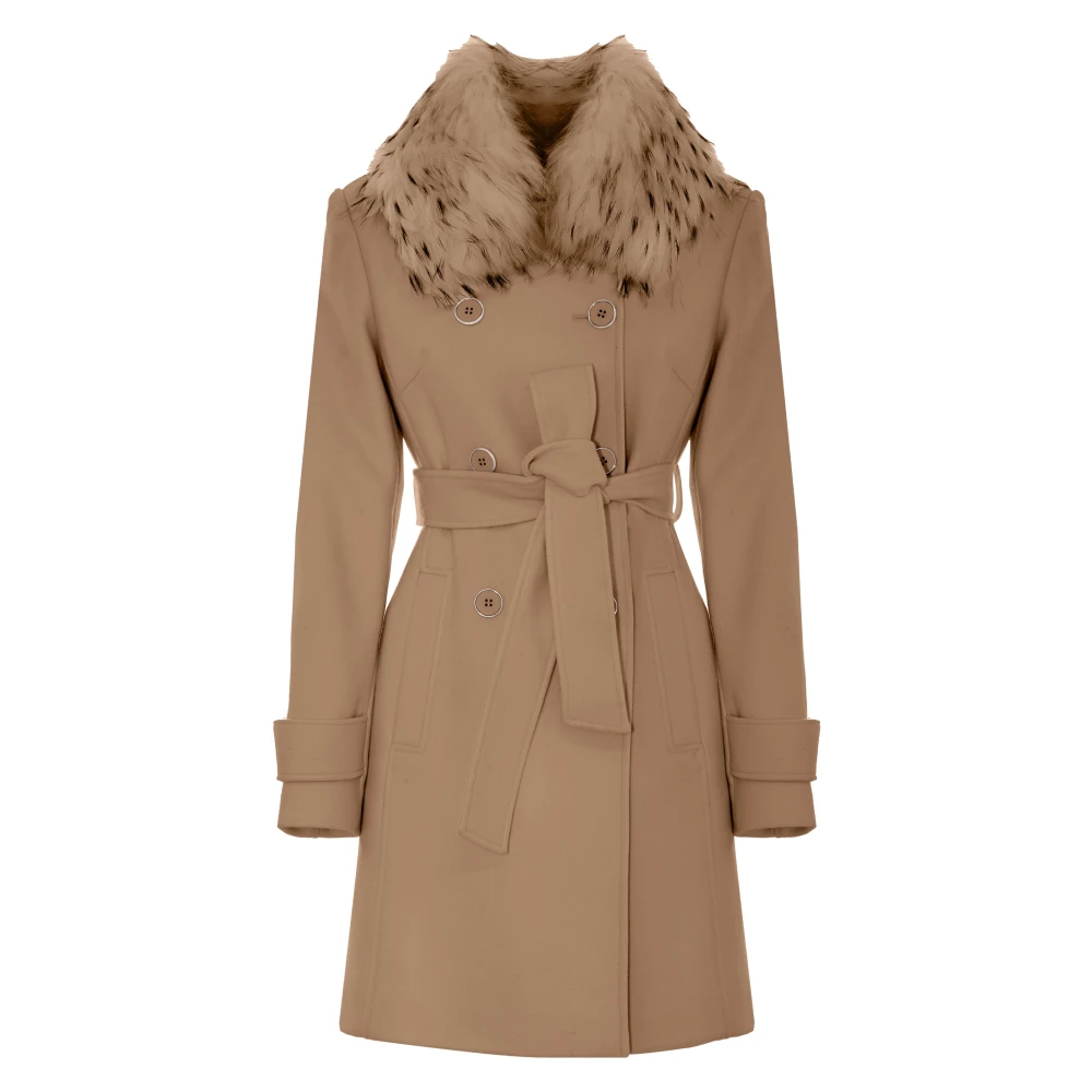 Kocca Jas met bontkraag Brown Dames