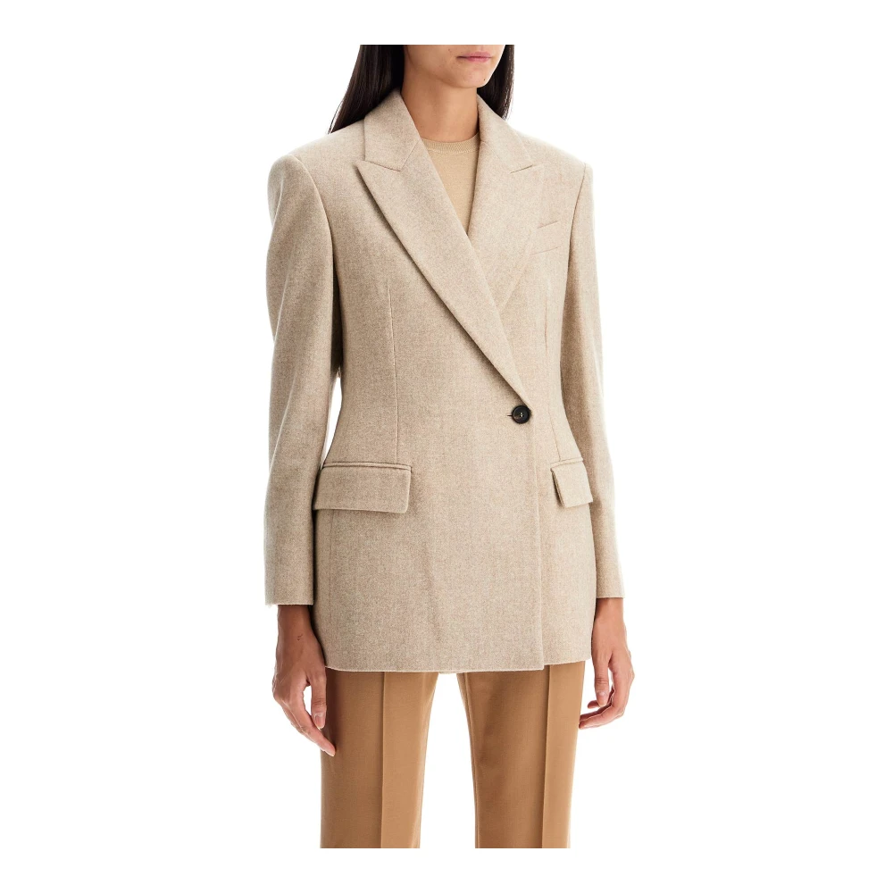 BRUNELLO CUCINELLI Dubbelbreasted Alpaca Blend Jas Beige Dames