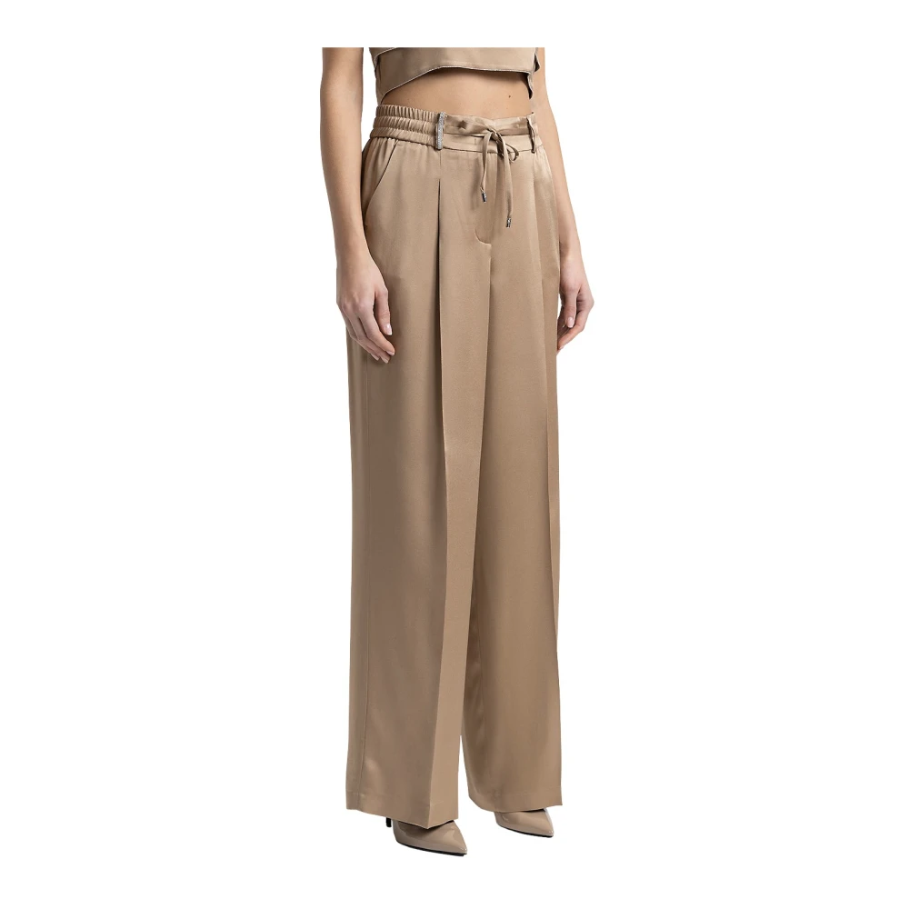 PESERICO Satin palazzo broek Brown Dames