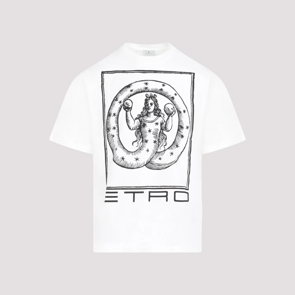 ETRO Wit T-shirt met Print White Heren