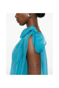 robe-bleue-drapee-sans-manches