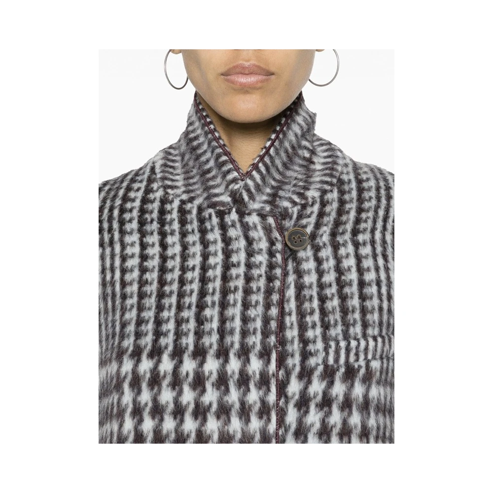 Forte Geborstelde wollen jas met pied-de-poule motief Black Dames