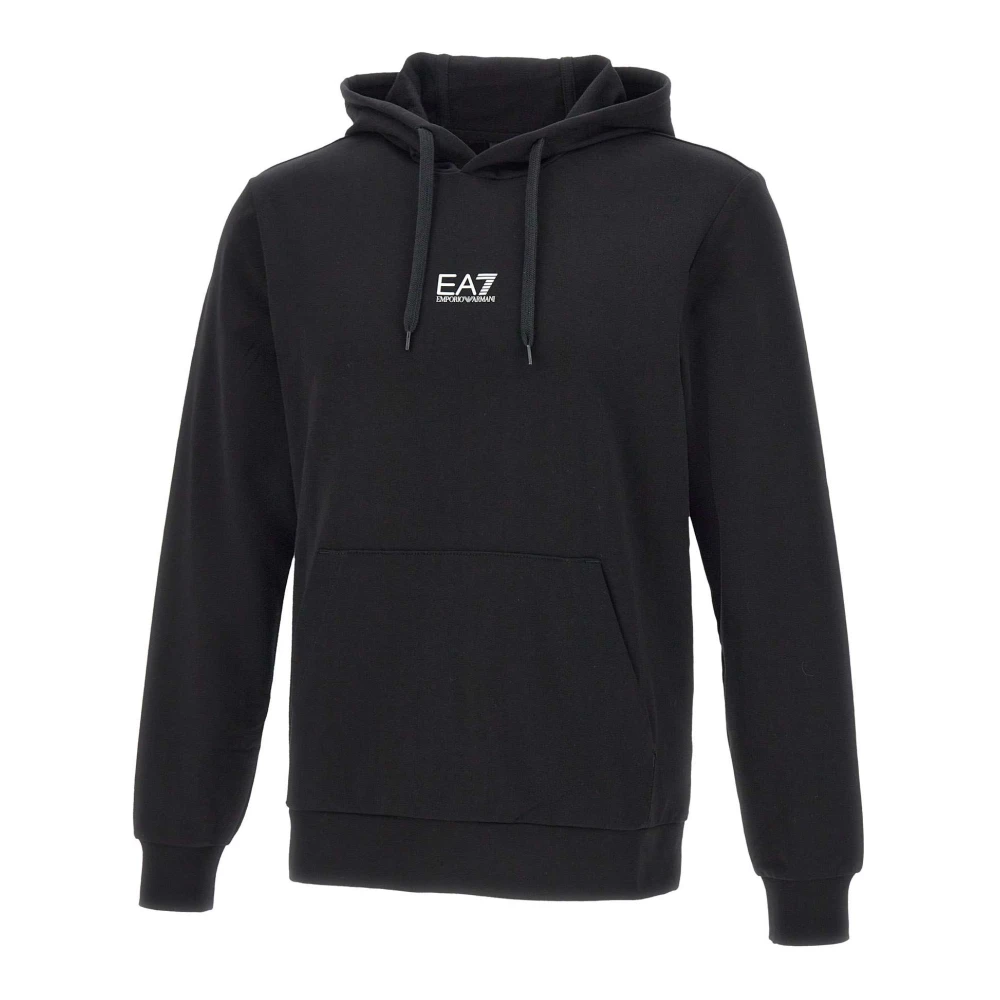 Ea7 Black Cotton Pullover Hooded Sweatshirt From Core Identity - Image 2