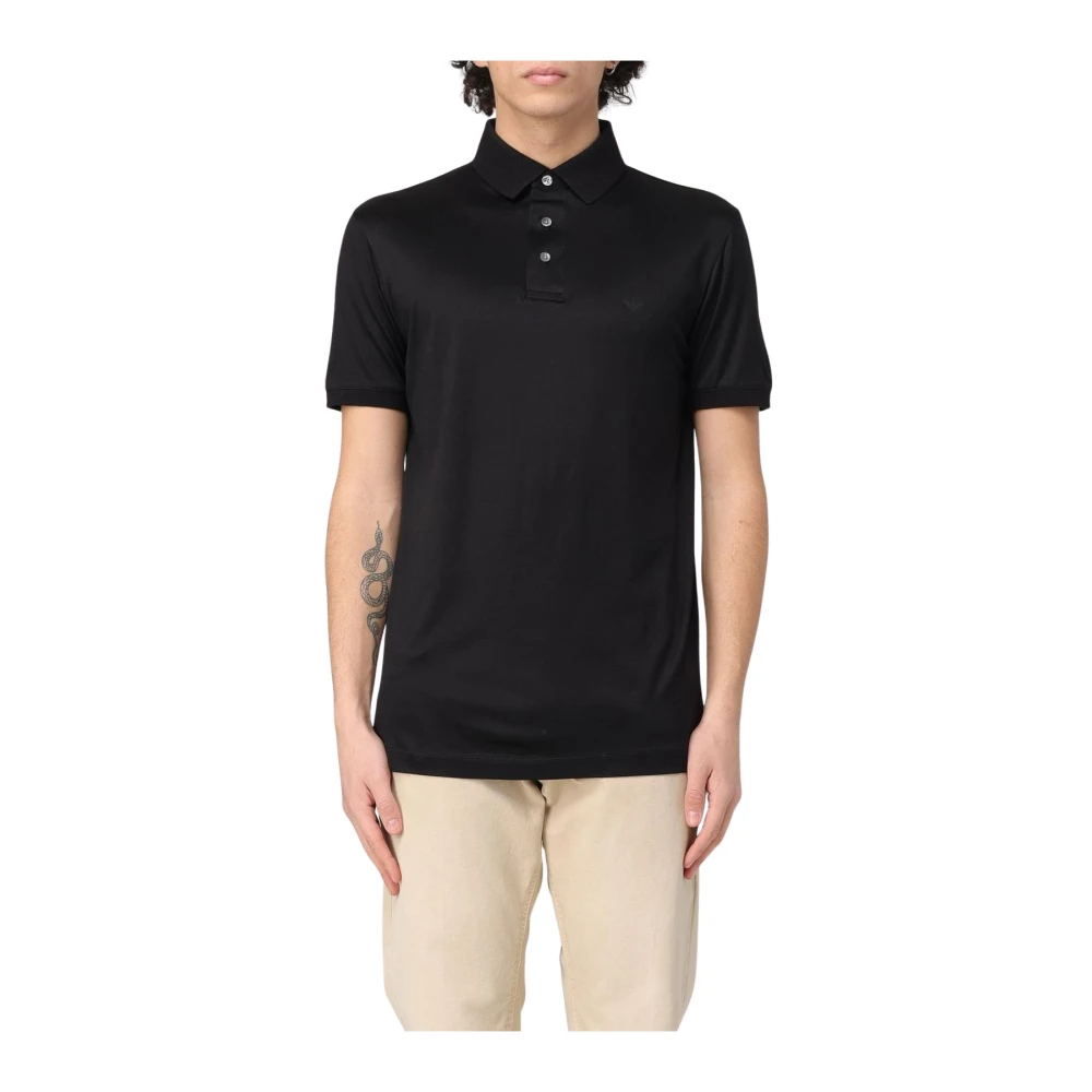 Emporio Armani Men's Black Polo Shirts, 2XL, Short Sleeve Polo Shirt