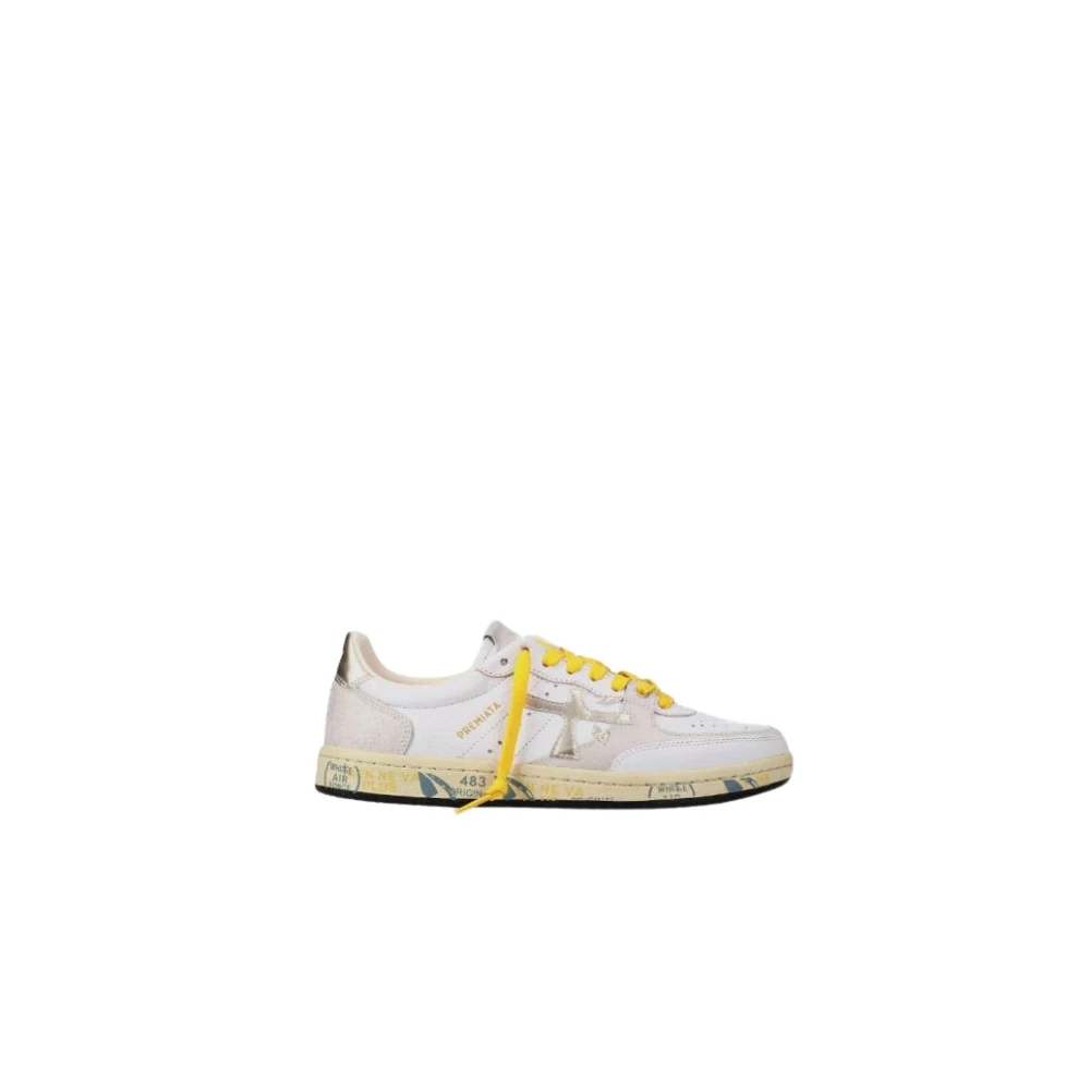 Premiata Urban Stijl Leren Sneakers Dames Schoenen Geel