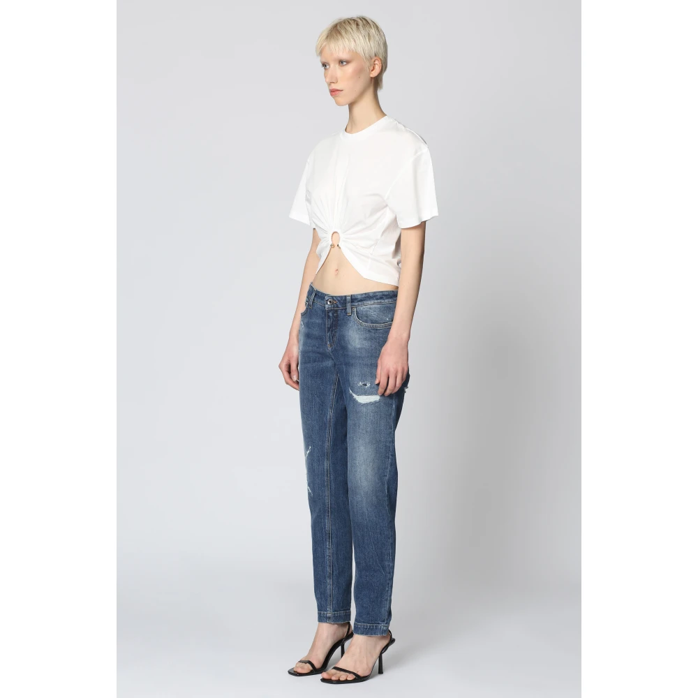 Dolce & Gabbana Stretch katoenen jeans met distressed details Blue Dames