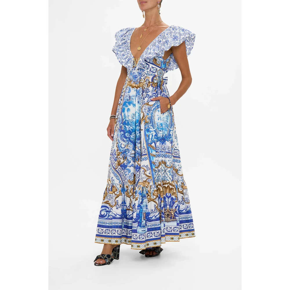Camilla Frill Neck Jurk met Hardware Azul Adventures Blue Dames