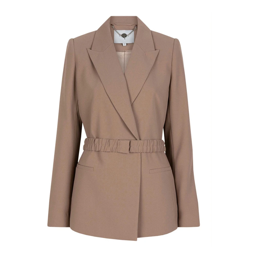 Dante 6 Relaxed fit blazer met riem in taupe Brown Dames