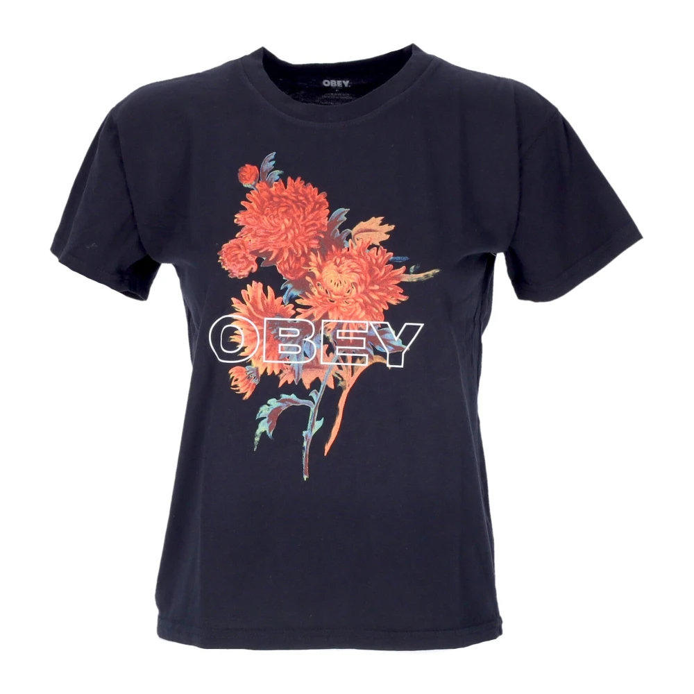Obey Vintage Bloemenprint Dames T-shirt Black Dames