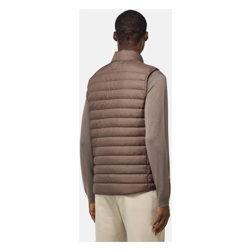 Boggi Milano Gilet van technische stof met ganzen dons Brown Heren