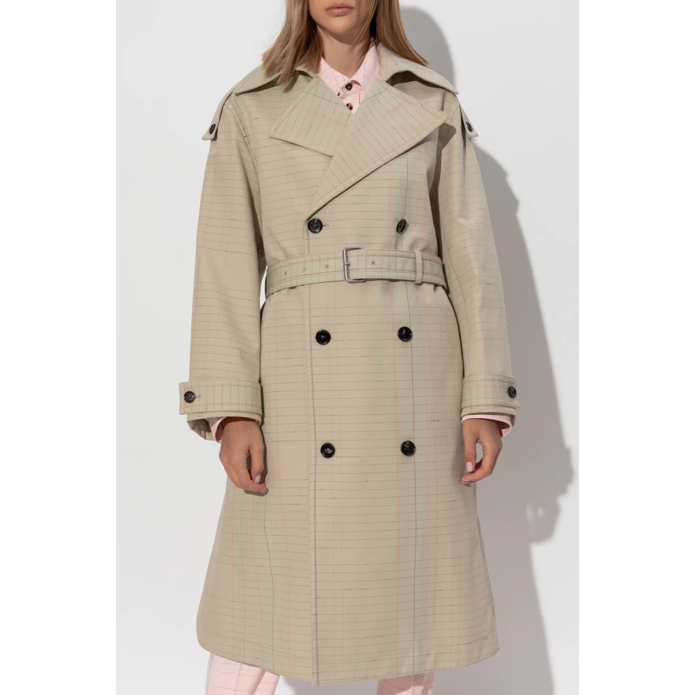 Bottega Veneta Trenchcoat met ruitpatroon Beige Dames