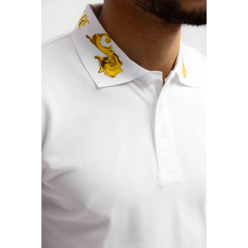 Versace Jeans Couture Gouden en witte heren polo shirt White Heren