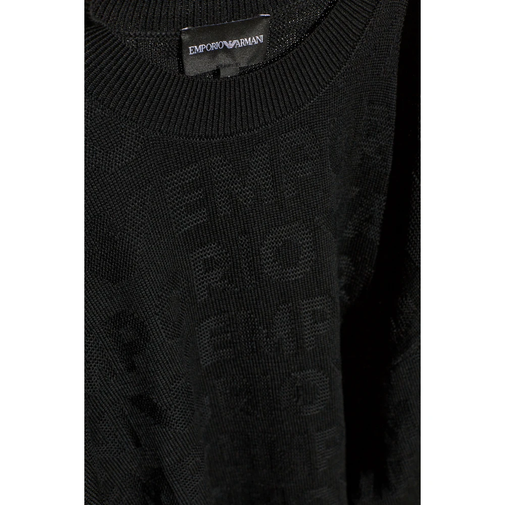 Emporio Armani Wollen trui met monogram Black Heren