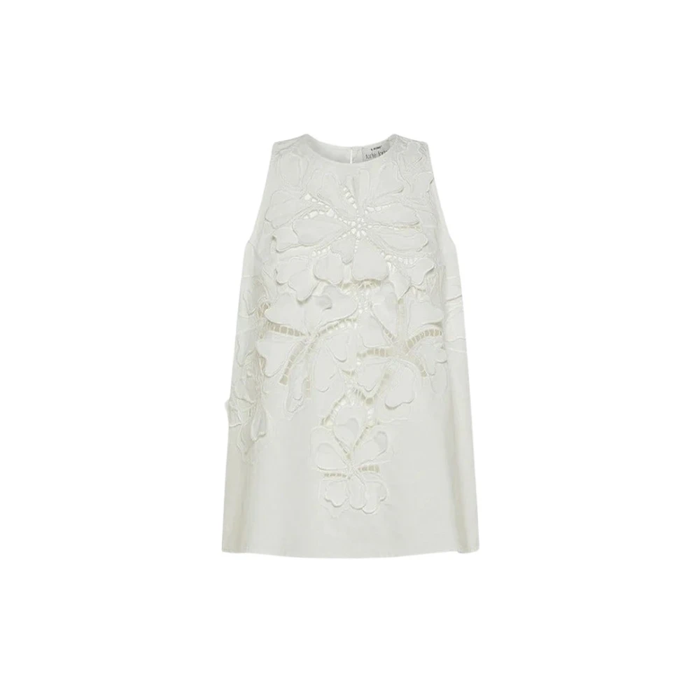 Forte Forte Women's White Sleeveless Poplin Top With Embroidery