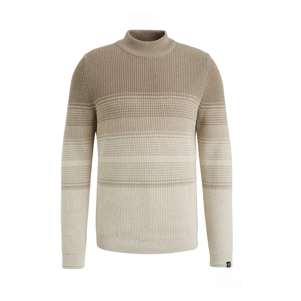 Vanguard Gestreepte Mock Neck Pullover Beige Heren