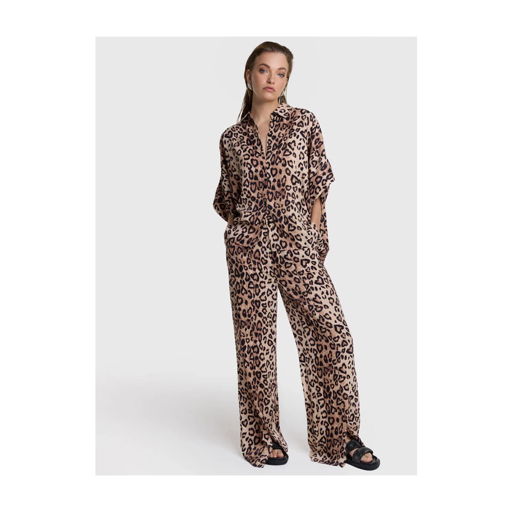 Alix The Label Luipaard Twill Broek Brown Dames