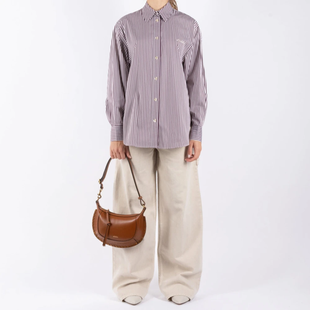 Isabel marant Zijdeblend Ivoor Rode Shirt Purple Dames