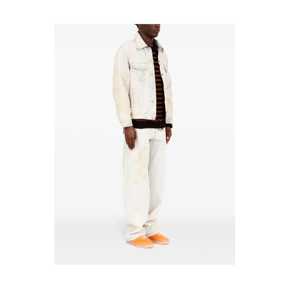 MM6 Maison Margiela Witte katoenen spijkerjas met distressed finish White Heren