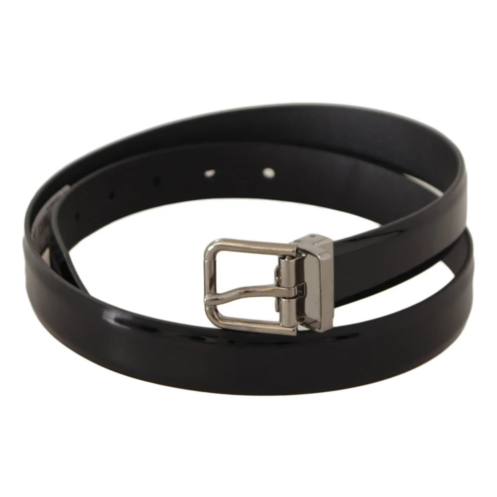 Dolce & Gabbana Elegante zwarte leren riem met metalen gesp Black Heren