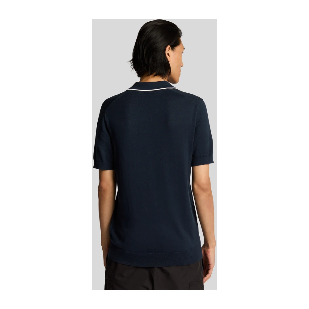 Lyle & Scott Mid Knits Tipped Gebreide Open Kraag Polo Blue Heren