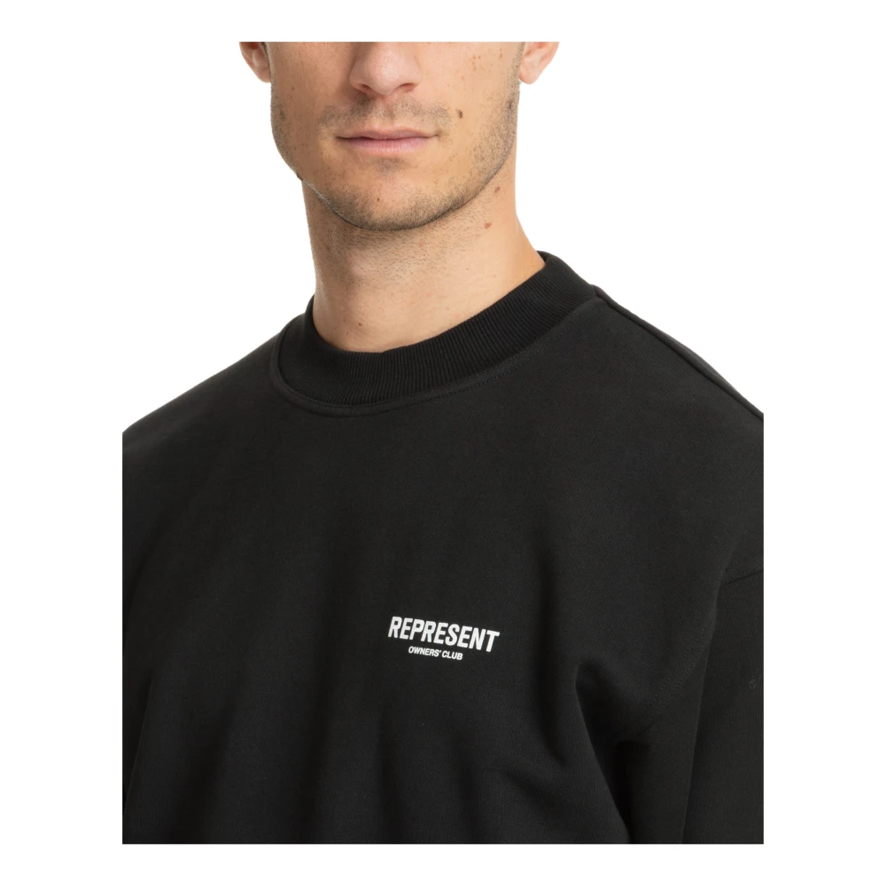 Represent Gestreept Logo Sweatshirt Black Heren
