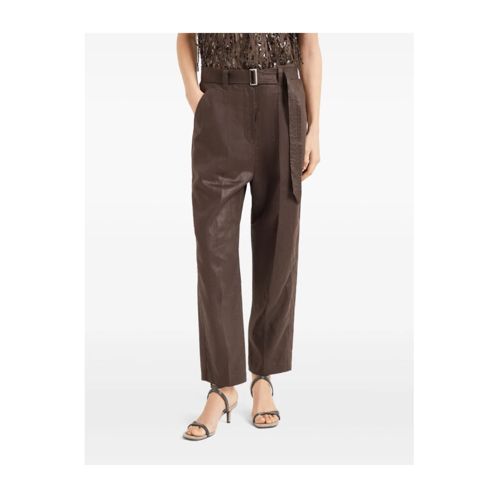 BRUNELLO CUCINELLI Bruine Broek Elegante Stijl Brown Dames