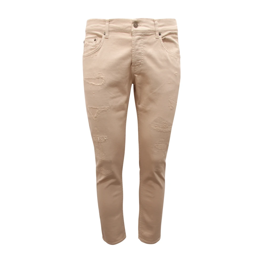 Dondup Men's Beige Slim-Fit Trousers, W33, Slim Fit Trousers
