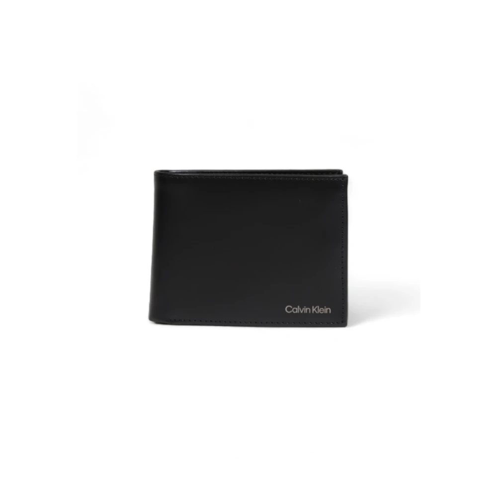 Calvin Klein Zwarte leren portemonnee met binnenzak Black Heren