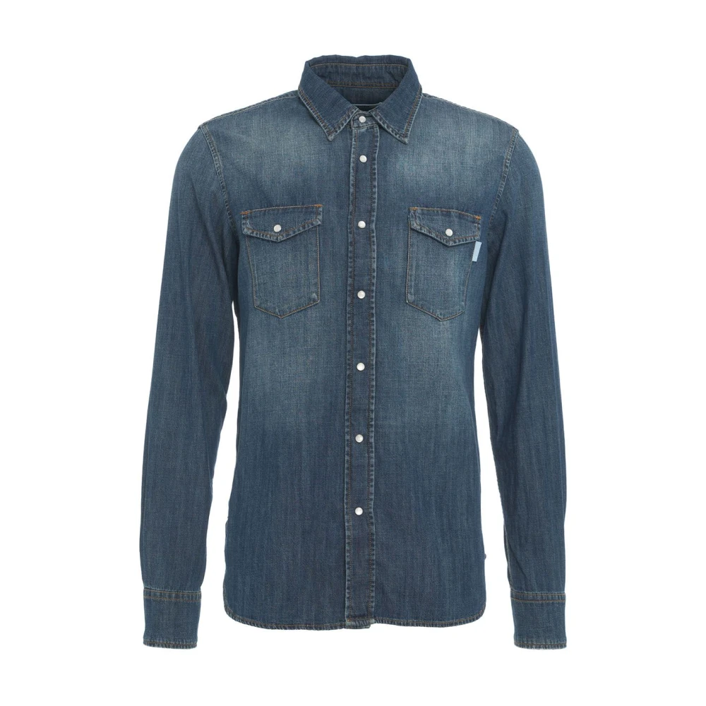 Mauro Grifoni Blauwe Overhemden Aw24 Model 190cm Blue Heren