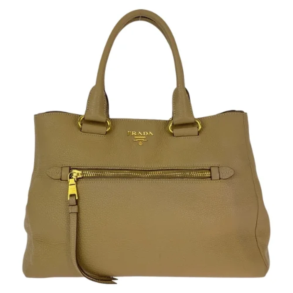 Prada Vintage Pre-owned Leather totes Beige Dames