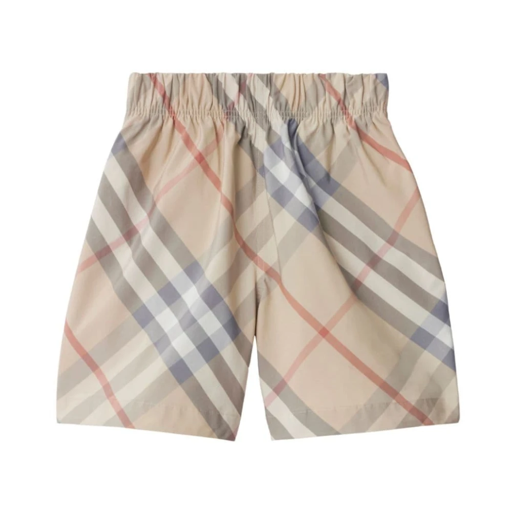 Burberry Boys Beige Shorts, 10 Y, Check Print Elastic Waist Shorts