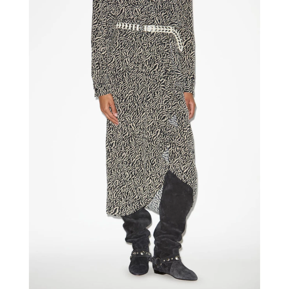 Isabel Marant Étoile Gedrukte Fluide Rok met Riem Black Dames