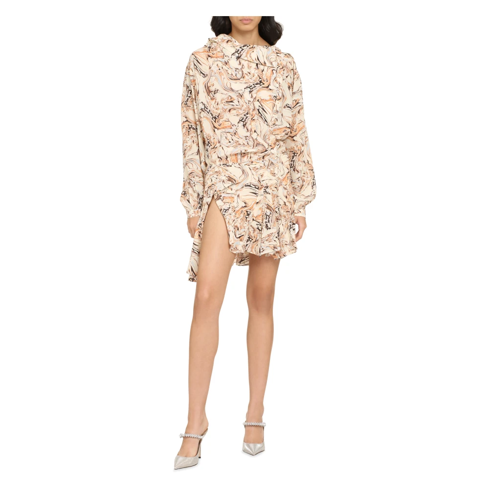 Isabel marant Zijden Jurk met Asymmetrische Sluiting Beige Dames