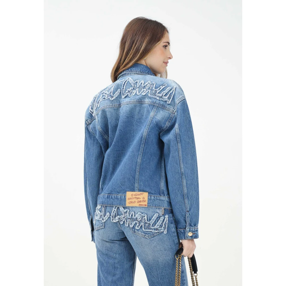Just Cavalli Blauwe Denim Jack Moderne Vintage Stijl Blue Dames