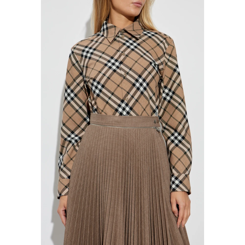 Burberry Overhemd met ruitpatroon Beige Dames