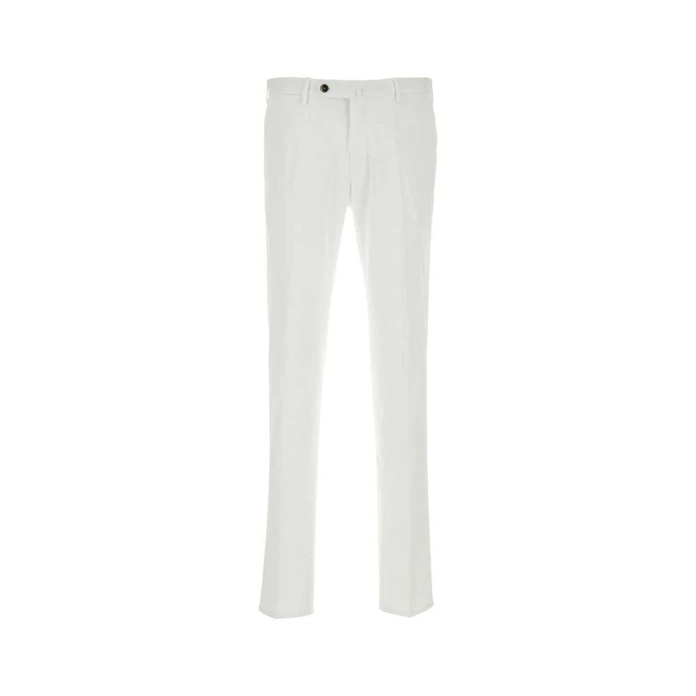 Pt Torino Men's White Stretch Modal Blend Trousers - Slim-Fit Trousers - L - Trousers