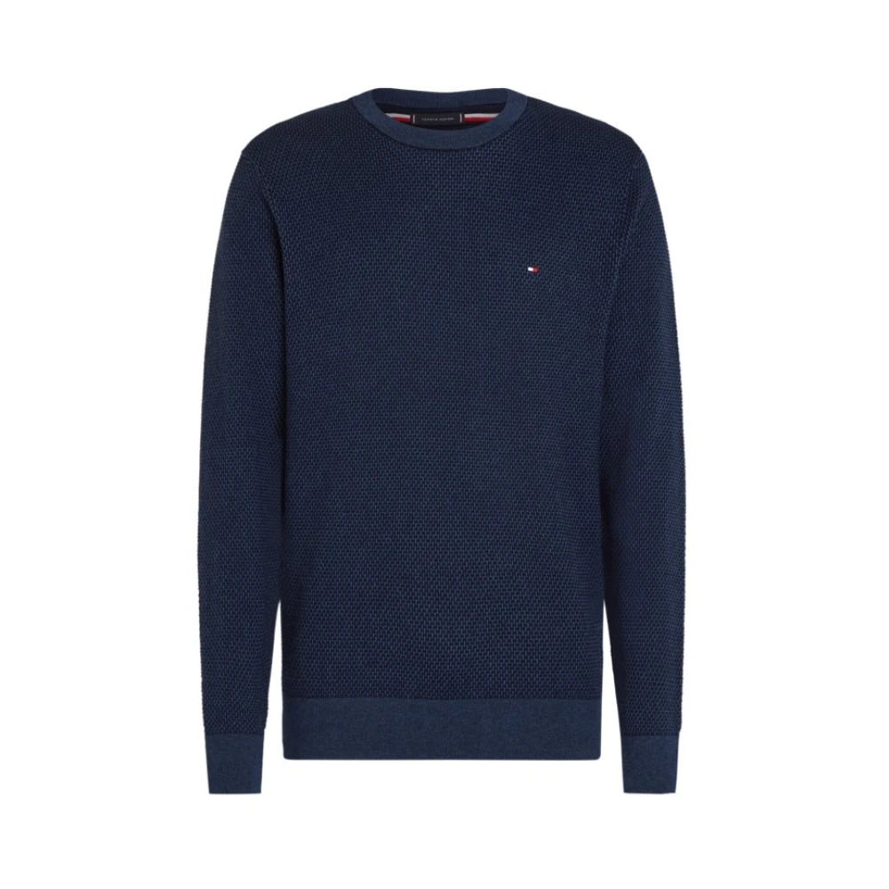 Tommy Hilfiger Pima Bomull Kashmir Stickad Tröja Blue, Herr