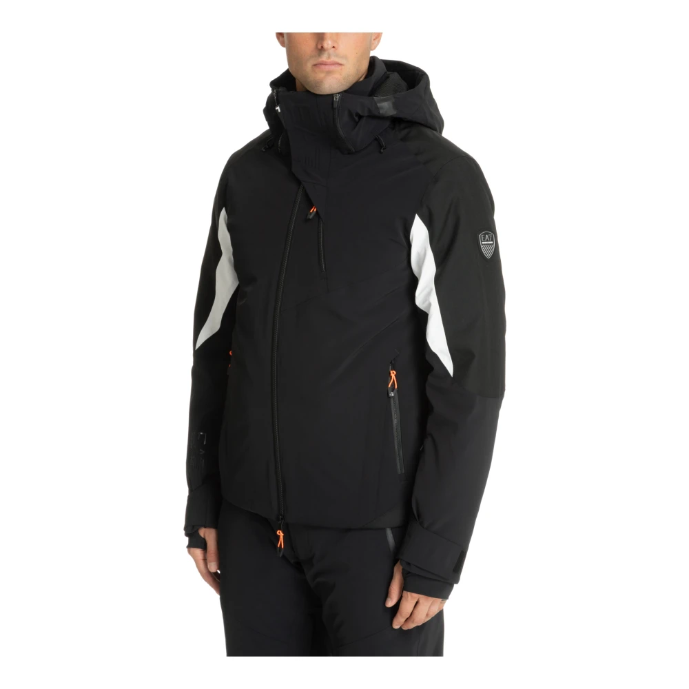 Emporio Armani EA7 Multikleur Ski Jas met Capuchon Black Heren